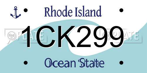 1CK299 Rhode Island License Plate