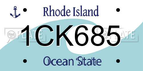1CK685 Rhode Island License Plate