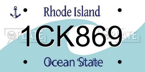 1CK869 Rhode Island License Plate