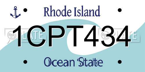 1CPT434 Rhode Island License Plate