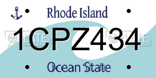 1CPZ434 Rhode Island License Plate