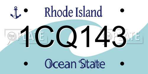 1CQ143 Rhode Island License Plate