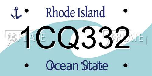 1CQ332 Rhode Island License Plate