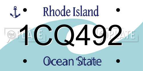 1CQ492 Rhode Island License Plate