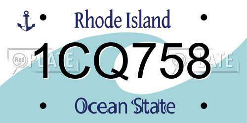 1CQ758 Rhode Island License Plate