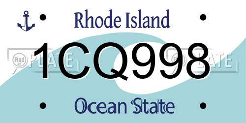1CQ998 Rhode Island License Plate