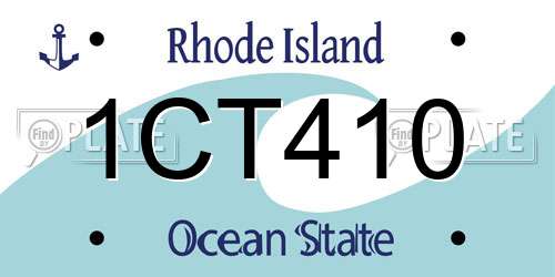 1CT410 Rhode Island License Plate