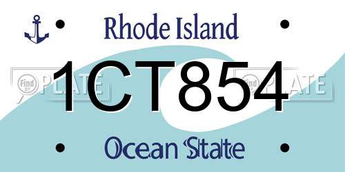 1CT854 Rhode Island License Plate