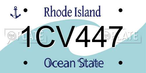 1CV447 Rhode Island License Plate