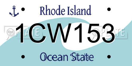 1CW153 Rhode Island License Plate