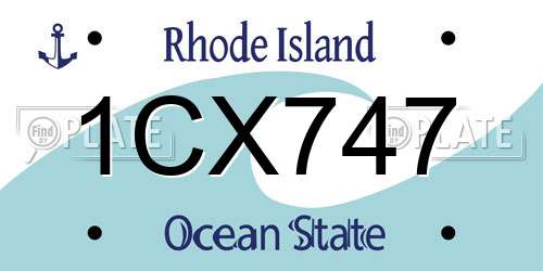1CX747 Rhode Island License Plate