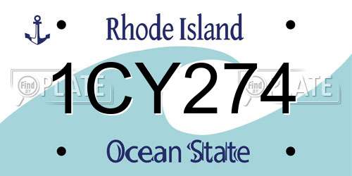 1CY274 Rhode Island License Plate
