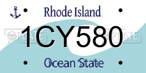 1CY580 Rhode Island License Plate