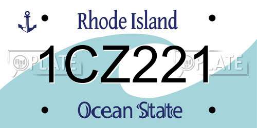1CZ221 Rhode Island License Plate