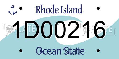 1D00216 Rhode Island License Plate
