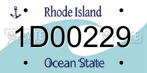 1D00229 Rhode Island License Plate