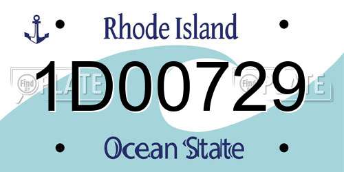 1D00729 Rhode Island License Plate