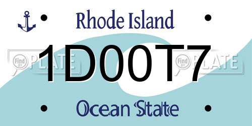 1D00T7 Rhode Island License Plate