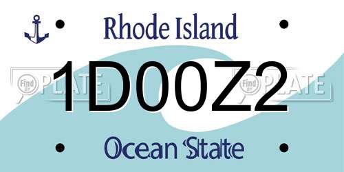 1D00Z2 Rhode Island License Plate
