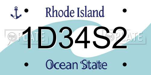 1D34S2 Rhode Island License Plate