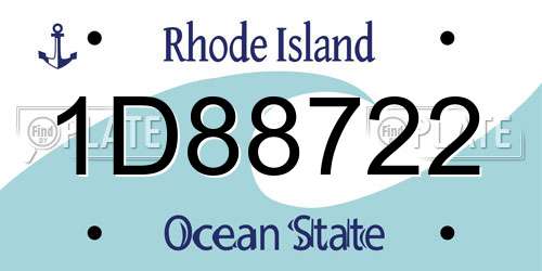 1D88722 Rhode Island License Plate