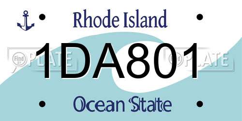 1DA801 Rhode Island License Plate