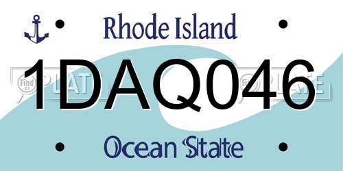 1DAQ046 Rhode Island License Plate