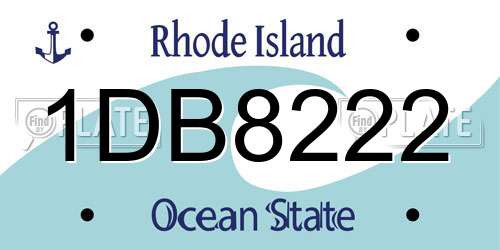 1DB8222 Rhode Island License Plate
