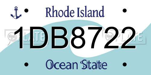 1DB8722 Rhode Island License Plate