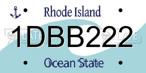 1DBB222 Rhode Island License Plate