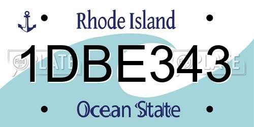 1DBE343 Rhode Island License Plate