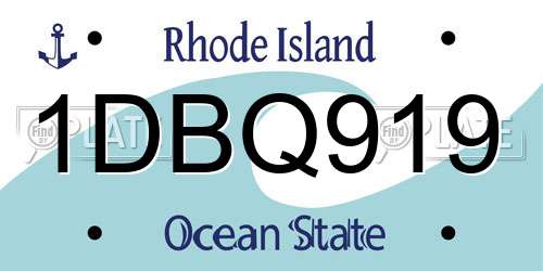 1DBQ919 Rhode Island License Plate