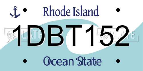 1DBT152 Rhode Island License Plate