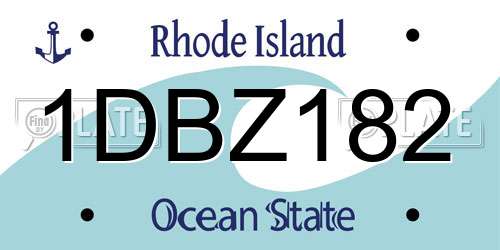 1DBZ182 Rhode Island License Plate