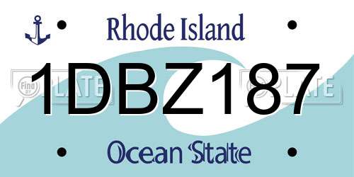 1DBZ187 Rhode Island License Plate