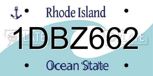1DBZ662 Rhode Island License Plate