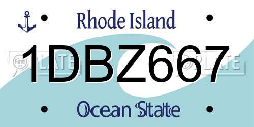 1DBZ667 Rhode Island License Plate