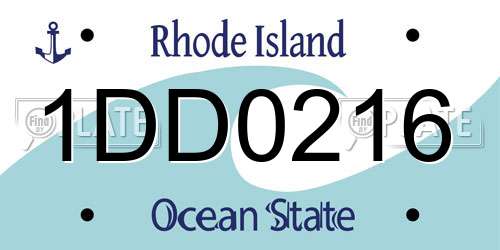 1DD0216 Rhode Island License Plate
