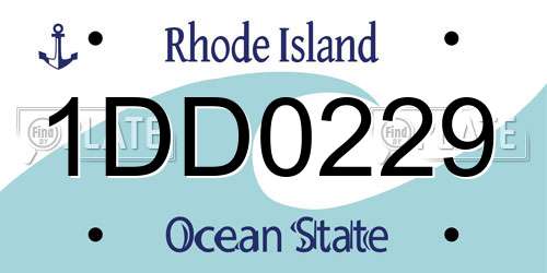 1DD0229 Rhode Island License Plate
