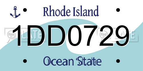 1DD0729 Rhode Island License Plate