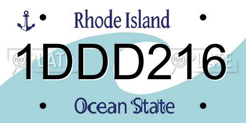 1DDD216 Rhode Island License Plate
