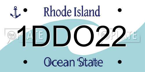 1DDO22 Rhode Island License Plate