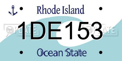 1DE153 Rhode Island License Plate