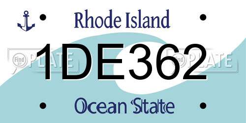 1DE362 Rhode Island License Plate