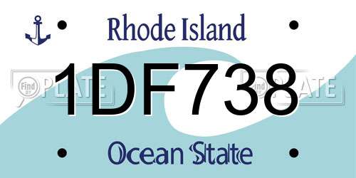 1DF738 Rhode Island License Plate