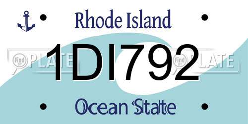 1DI792 Rhode Island License Plate