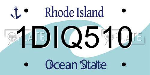 1DIQ510 Rhode Island License Plate