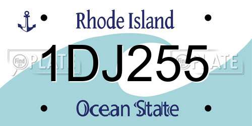 1DJ255 Rhode Island License Plate