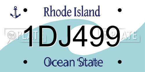 1DJ499 Rhode Island License Plate