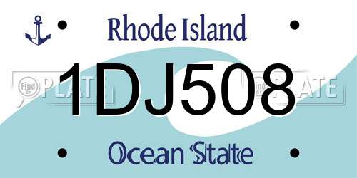 1DJ508 Rhode Island License Plate